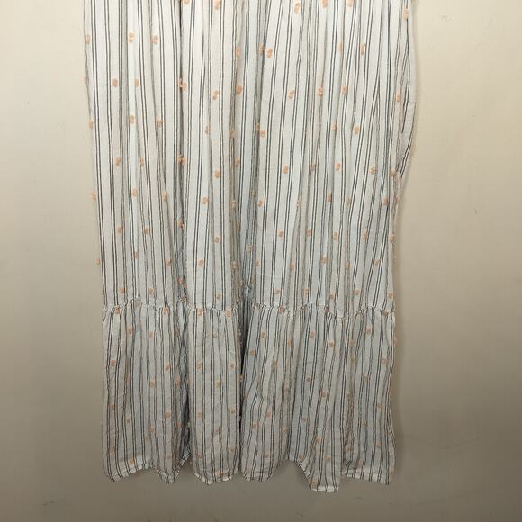 LOFT Midi Dress Striped + Textured Dot Flutter Sleeve - Picture 3 of 10